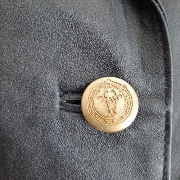 VINTAGE Genuine Leather Jacket Blazer Pleated Shoulders Sz M | Eur 38 - Picture 7 of 16